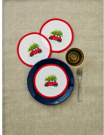 Permin Broderikit Bil 3 st Ø16cm