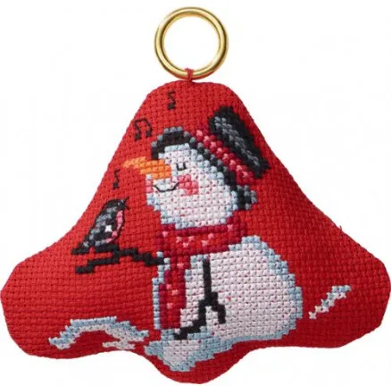 Permin Broderikit Snögubbe i Klocka 9x8cm