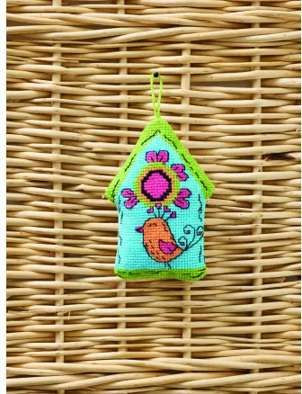 Permin Broderikit Fågelholk Blå 7x9cm