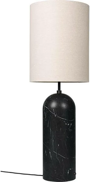 GUBI Gravity Golvlampa Svart Marmor och Linne Skärm XL Hög