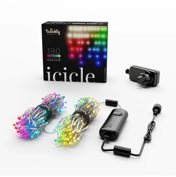 Twinkly Icicle - 190 App-styrda RGB + varmvita LED-lampor. Klar kabel.