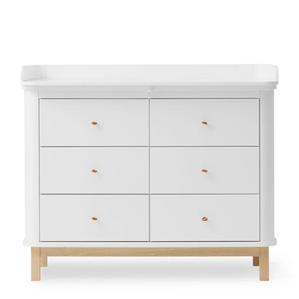 Oliver Furniture Wood Skötbord med 6 lådor Vit/Ek