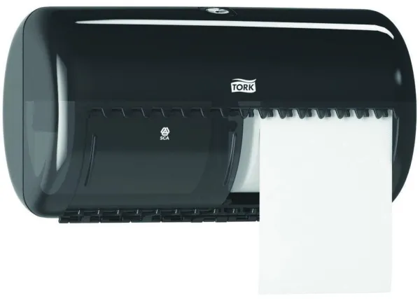 Tork dubbel dispenser för toalettpapper, 2 rullar, svart, T4