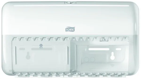 Tork dubbel dispenser för toalettpapper, 2 rullar, vit, T4